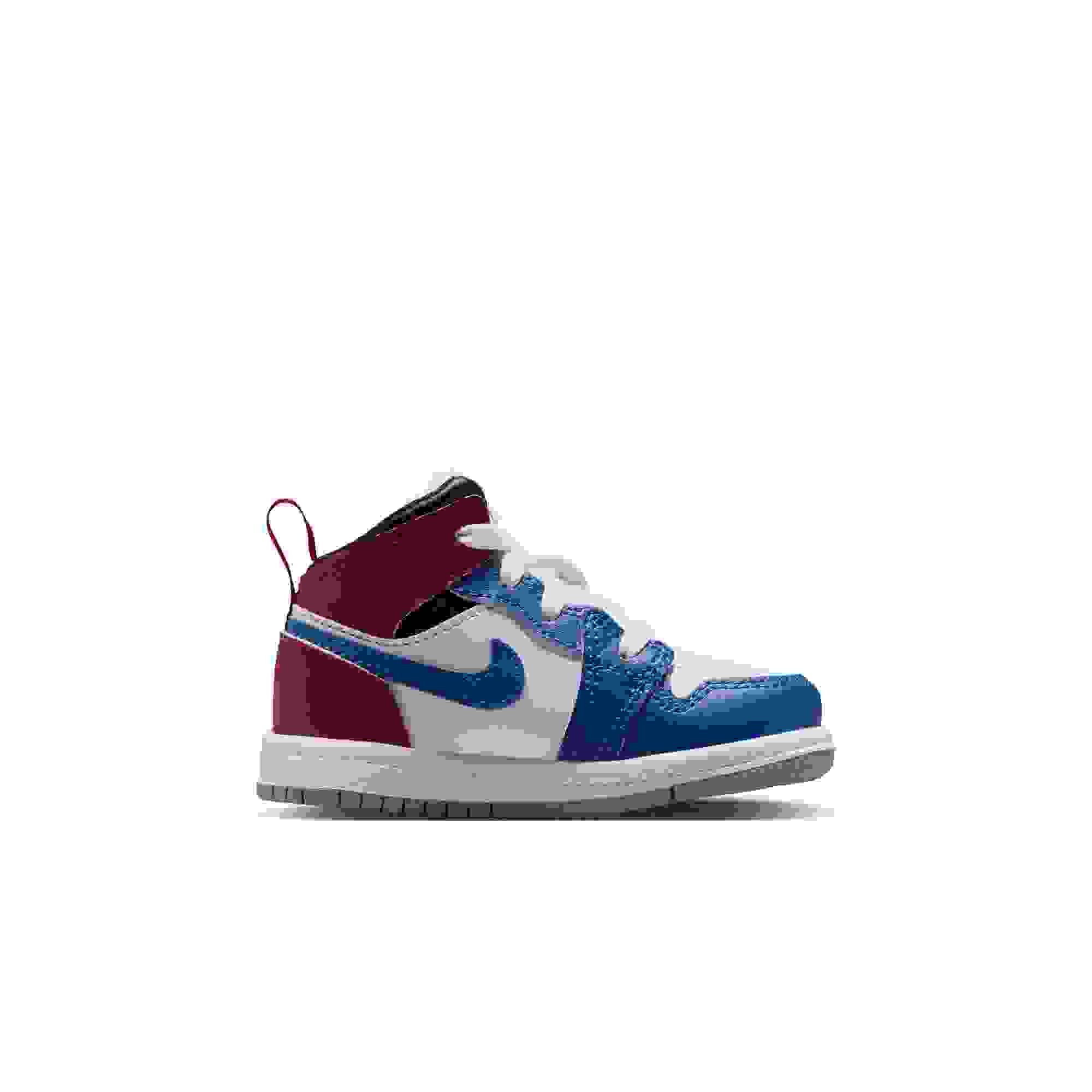 Jordan 1 Mid Toddler Boys' "True Blue/Summit White/Varsity Red/Black" Shoe